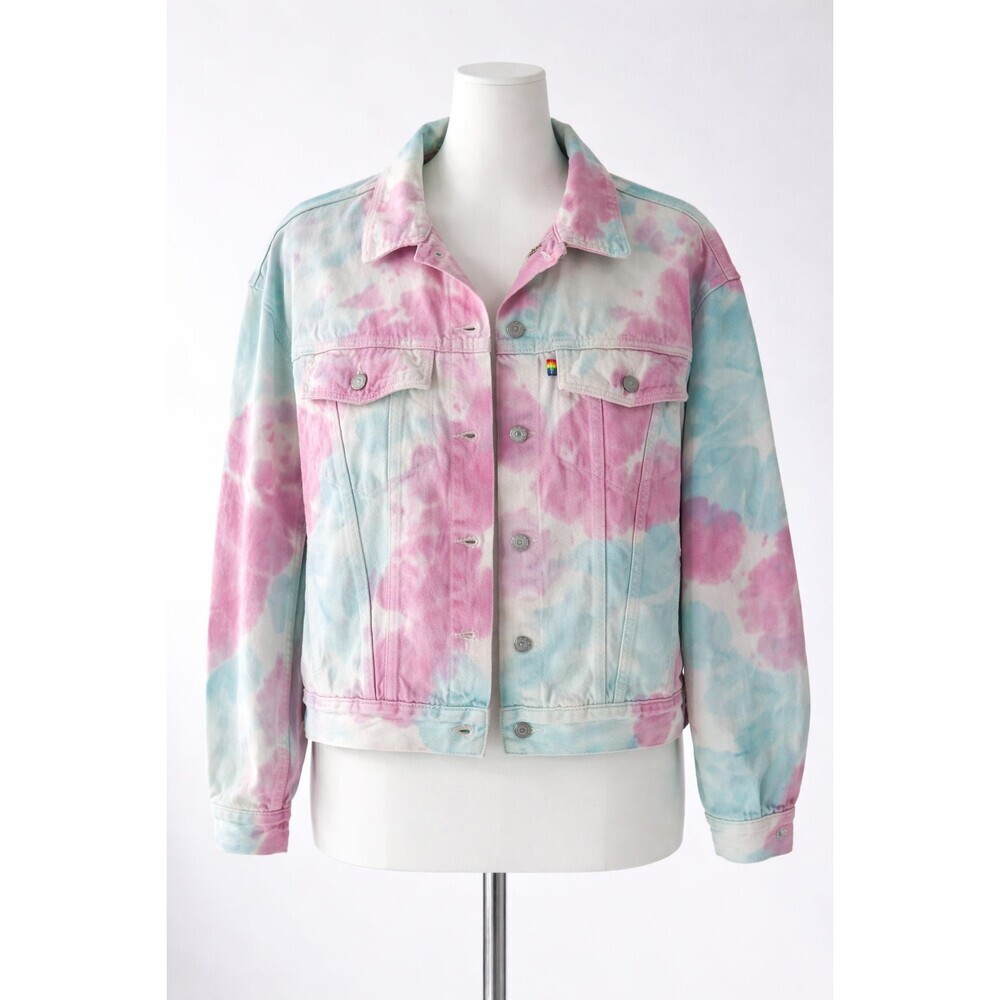 Women’s Levi's Pastel Tie Dye Y2K Oversized Trucker Style Denim Jacket Size XS